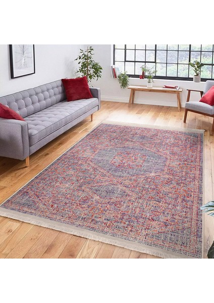 Pembe Zeminde Antik Motifli El Dokuma Desenli Avangarde Sade & Şık Salon & Oturma Odası Mutfak Dijital Baskılı Makinede Yıkanabilir Kaymaz Taban Saçaklı Halı fiyatları