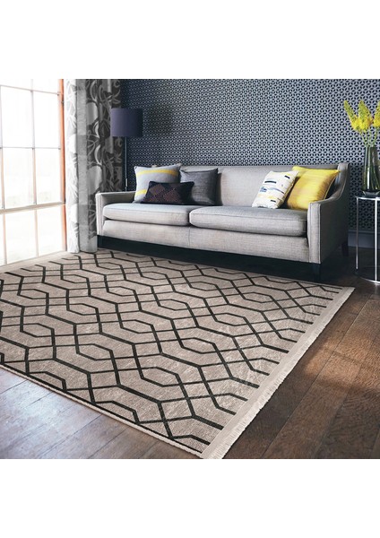 Kahverengi Zeminde Geometrik Motifli Örgü Desenli Geometrik Sade & Şık Salon & Oturma Odası Koridor & Antre Dijital Baskılı Makinede Yıkanabilir Kaymaz Taban Saçaklı Halı fiyatları