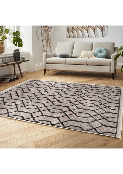 Kahverengi Zeminde Geometrik Motifli Örgü Desenli Geometrik Sade & Şık Salon & Oturma Odası Koridor & Antre Dijital Baskılı Makinede Yıkanabilir Kaymaz Taban Saçaklı Halı indirimleri
