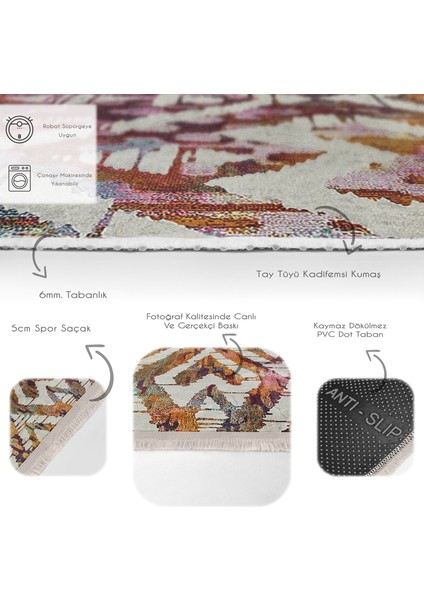 Krem Zeminde Ikat Motifli Etnik Desenli Geometrik Eskitme Motifli Koridor & Antre Dış Mekan & Outdoor Dijital Baskılı Makinede Yıkanabilir Kaymaz Taban Saçaklı Halı fırsatları
