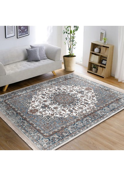 Antika Zeminde Hereke Motifli Osmanlı Desenli Avangarde Vintage Salon & Oturma Odası Yatak Odası Dijital Baskılı Makinede Yıkanabilir Kaymaz Taban Saçaklı Halı modelleri