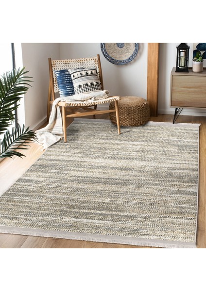Krem Zeminde Eskitme Motifli Örgü Desenli Eskitme Motifli Vintage Salon & Oturma Odası Koridor & Antre Dijital Baskılı Makinede Yıkanabilir Kaymaz Taban Saçaklı Halı