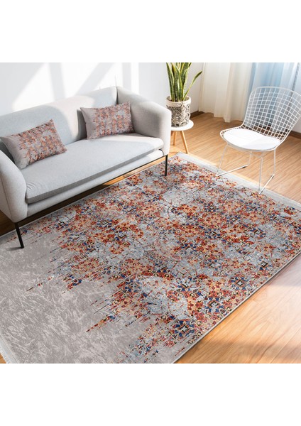 Kahverengi - Kırmızı Zeminde Antik Motifli Eskitme Desenli Eskitme Motifli Vintage Koridor & Antre Salon & Oturma Odası Dijital Baskılı Makinede Yıkanabilir Kaymaz Taban Saçaklı Halı indirimleri