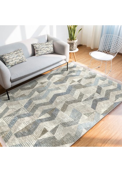 Bej Zeminde Geometrik Motifli Örgü Desenli Geometrik Sade & Şık Koridor & Antre Salon & Oturma Odası Dijital Baskılı Makinede Yıkanabilir Kaymaz Taban Saçaklı Halı fiyatları