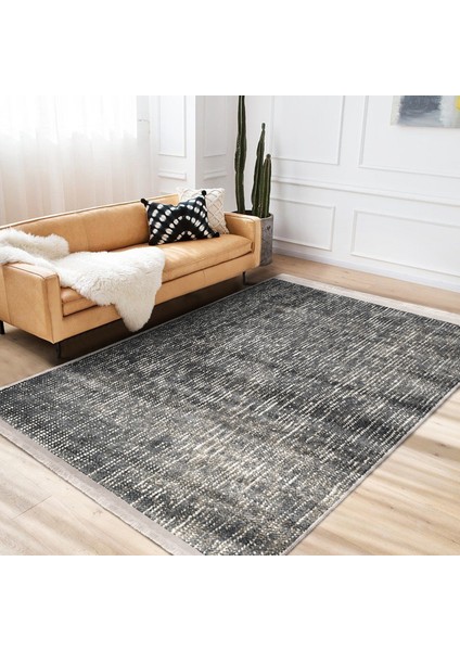 Siyah - Füme Zeminde Örme Motifli Otantik Desenli Eskitme Motifli Vintage Salon & Oturma Odası Koridor & Antre Dijital Baskılı Makinede Yıkanabilir Kaymaz Taban Saçaklı Halı fiyatları