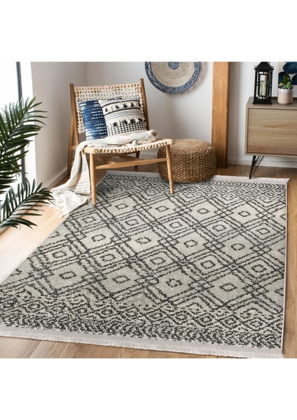Krem - Kahverengi Zeminde Dokuma Halı Motifli Etnik Desenli Etnik Motifler Geometrik Salon & Oturma Odası Koridor & Antre Dijital Baskılı Makinede Yıkanabilir Kaymaz Taban Saçaklı Halı modelleri
