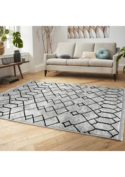 Gri - Siyah Zeminde Etnik Motifli Geleneksel Desenli Etnik Motifler Geometrik Salon & Oturma Odası Dış Mekan & Outdoor Dijital Baskılı Makinede Yıkanabilir Kaymaz Taban Saçaklı Halı fiyatları