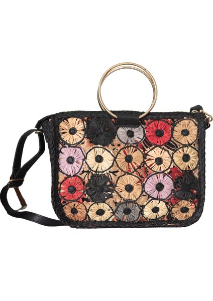 Kadın Çok Renkli Hasır Çapraz Askılı Omuz Çantası