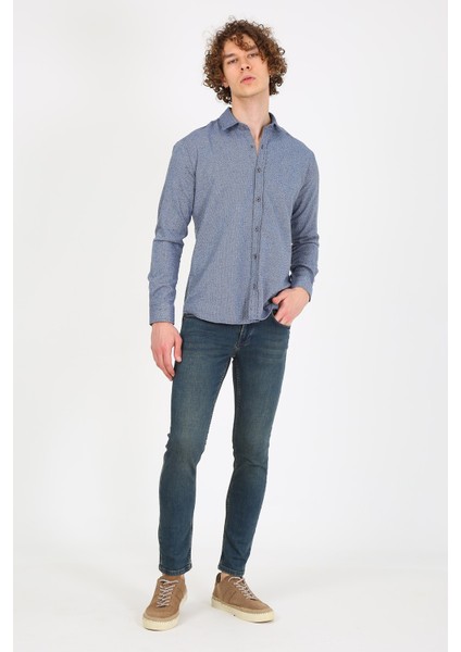 Erkek Slim Fit Gömlek Eg 1840 Indıgo