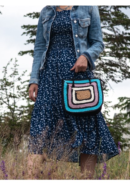 Kadın Çok Renkli Çift Askılı Hasır Örgü Omuz Çantası fiyatları