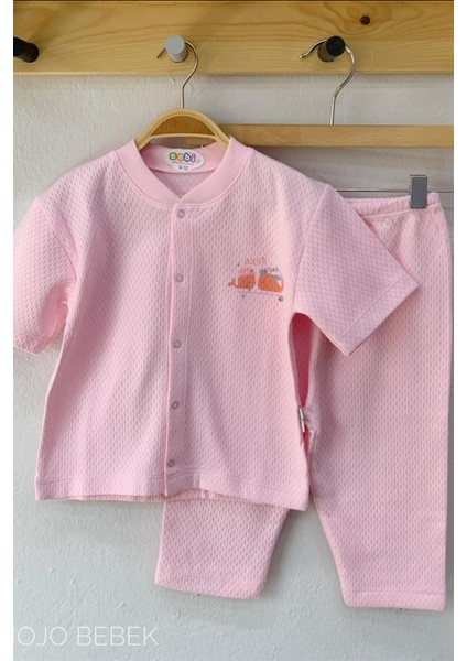 Bebek Kısa Kollu Jakarlı Pijama Takımı 9122 Pembe