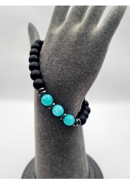 Doğal Taş Amazonit Hematit Oniks Taşı Bileklik fiyatları