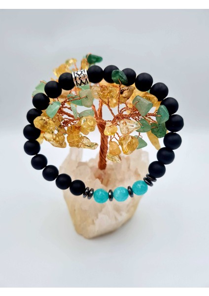 Doğal Taş Amazonit Hematit Oniks Taşı Bileklik fırsatları