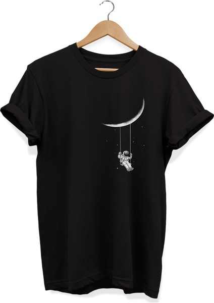Uzay Baskılı Pamuk (Oversize) Büyük Beden T-Shirt