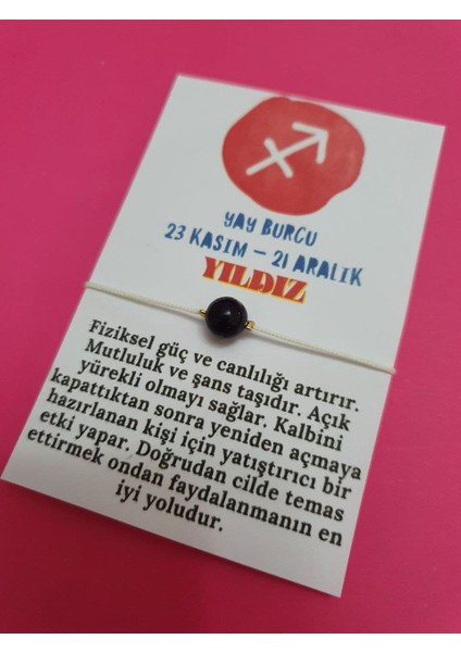 Yay Burcu Yıldız Doğal Taş Ip Burç Bilekliği