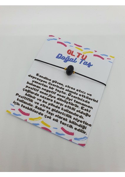 Doğal Oltu Taşı Bileklik Ip Ayarlamalı Kilit Sistemi