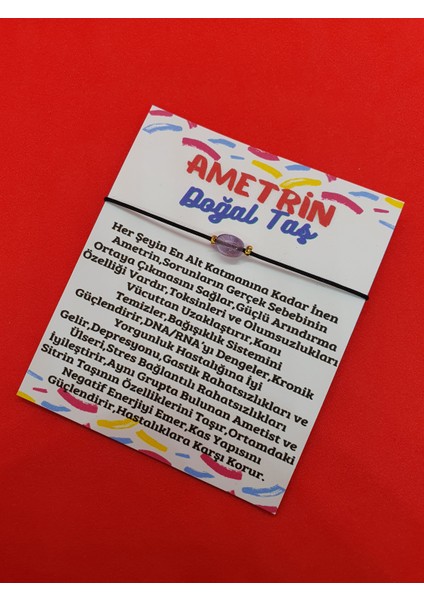 Ametrin Doğal Taş Ip Ayarlamalı Bileklik