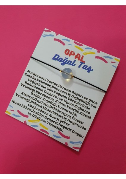 Opal Taşı Bileklik Ip Ayarlamalı Makrome