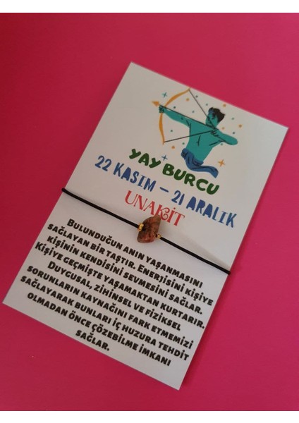 Yay Burcu Unakit Doğal Taşlı Ip Burç Bilekliği