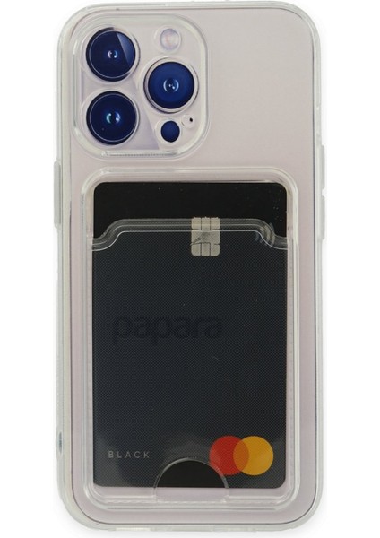 iPhone 14 Pro Kılıf Cardy Şeffaf Kartlık Cepli Kapak