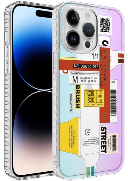 Apple iPhone 14 Pro Kılıf Airbag Kenarlı Renkli Desenli Elegans Silikon