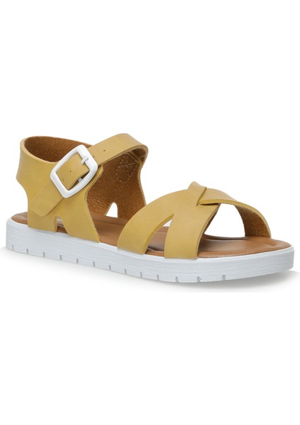 Kız Çocuk Sandalet Sarı Renkli 23 Numara Rahat Kullanım İçin Tasarlandı