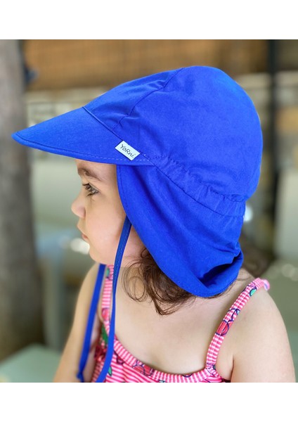 Flap Lejyoner, Ense Korumalı, Boyundan Bağlamalı, Çocuk Bebek Güneş Şapka, Ekoteks 100 Sertifikalı Royal Mavi