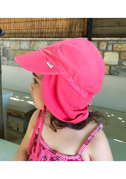 Flap Lejyoner, Ense Korumalı, Boyundan Bağlamalı, Çocuk Bebek Güneş Şapka, Ekoteks 100 Sertifikalı Rose