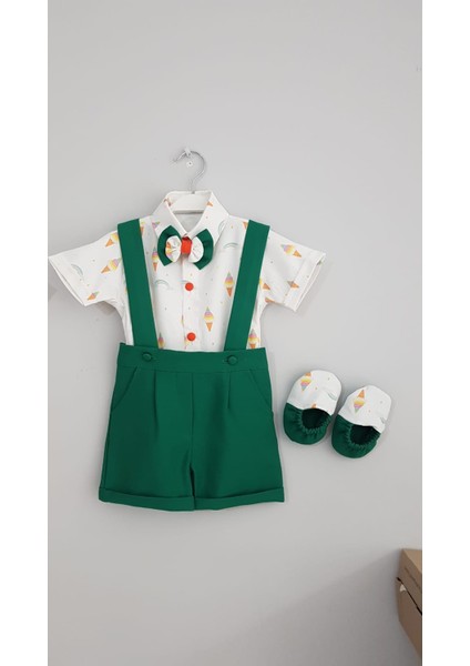 Dondurma Motifli Yeşil Erkek Bebek Takım