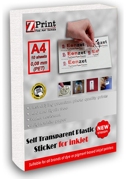 L3210, L3150, L3151, L3250, L3251YARI Şeffaf Yapışkanlı Sticker Fotoğraf Kağıdı Yırtılmaz Plastik A4 10 Yaprak