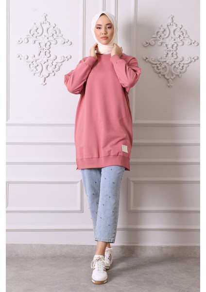 30644 Bisiklet Yaka 2 Iplik Tunik Gül fiyatları