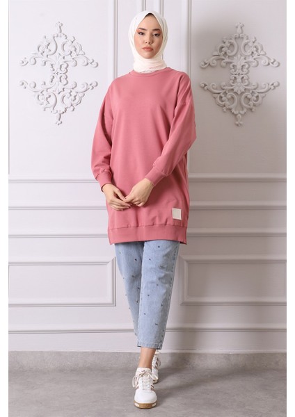 30644 Bisiklet Yaka 2 Iplik Tunik Gül fırsatları