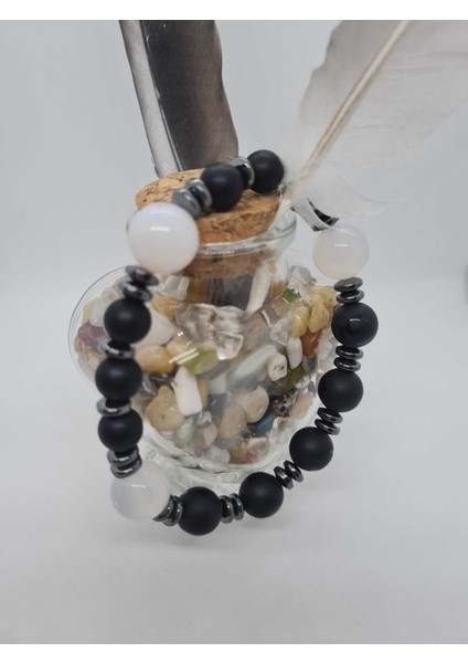 Opal, Obsidyen, Hematit, Oniks Doğal Taş Bileklik Tasarım modelleri