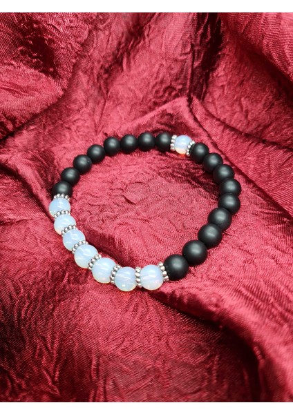 Opal ve Oniks Doğal Taş Bileklik 8mm