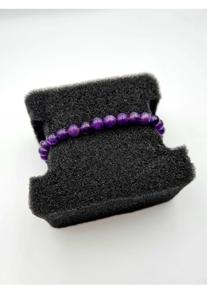 Doğal Ametist & Kehribar Taşı Bileklik 6 mm modelleri