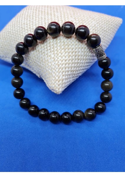 Doğal Taş Obsidyen Taşı Bileklik