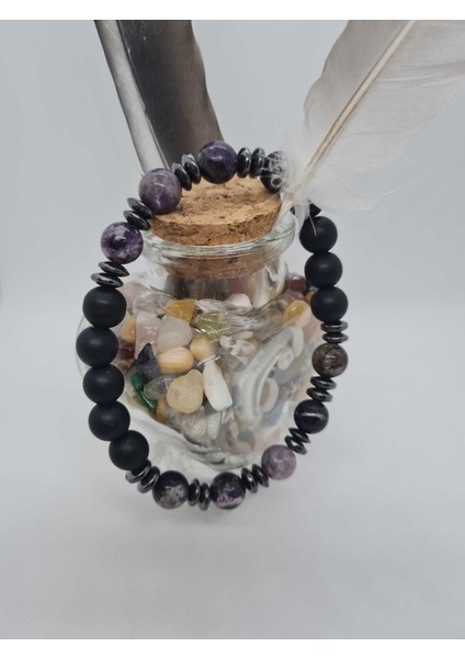 Shungite, Hematit, Oniks Doğal Taş Bileklik Tasarım fırsatları
