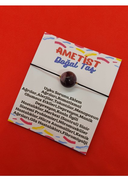 Ametist Taşı Bileklik 14MM Orijinal Doğal Taş