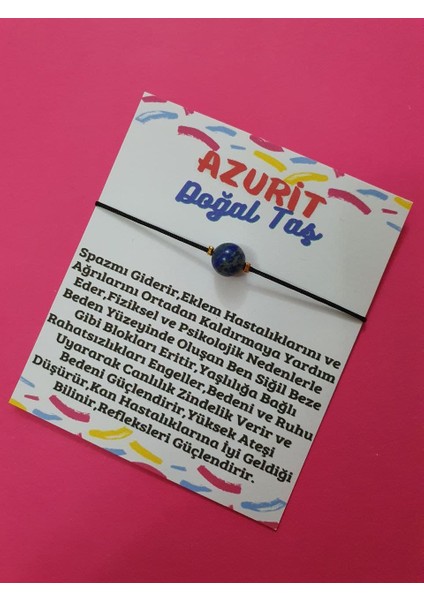 Azurit Taşı Bileklik Asansörlü Ayarlamalı Ipli