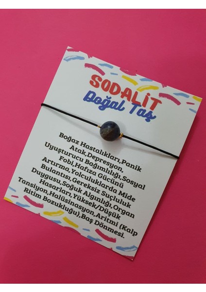 Sodalit Doğal Taş Bileklik Asansörlü Ip Ayarlamalı Orijinal Doğal Taş