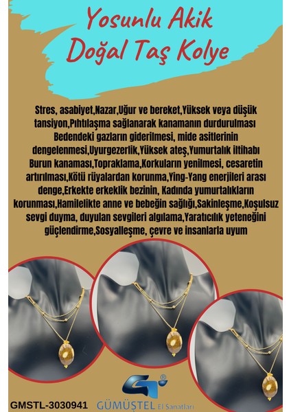 Yosunlu Akik Doğal Taş Kolye fiyatları