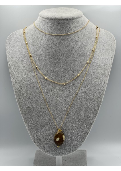 Yosunlu Akik Doğal Taş Kolye modelleri