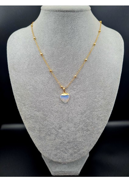 Opal Doğal Taş Kalp Kolye Zincir fırsatları
