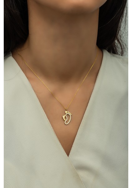 925 Ayar Gümüş Gold Ayakizi Kolye