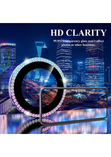 Samsung Galaxy Z Flip 4 5g Uyumlu Metal Taşlı Lens Koruyucu Siyah
