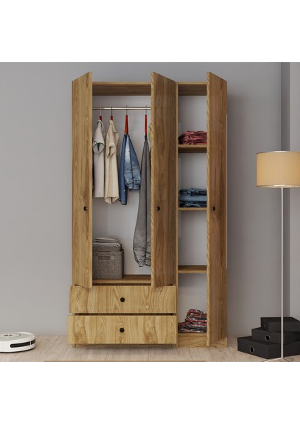 Zoe 3 Kapılı 2 Çekmeceli Elbise Dolabı Gardırop fiyatları