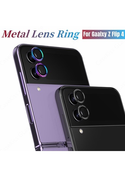 Samsung Galaxy Z Flip 4 5g Uyumlu Metal Temperli Cam Lens Koruyucu Siyah