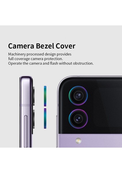 Samsung Galaxy Z Flip 4 5g Uyumlu Metal Temperli Cam Lens Koruyucu Colorful