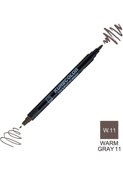 Kurecolor Mangaka Fine&brush Çift Taraflı Kalem CNKC-2200 No W.11 Warm Gray 11