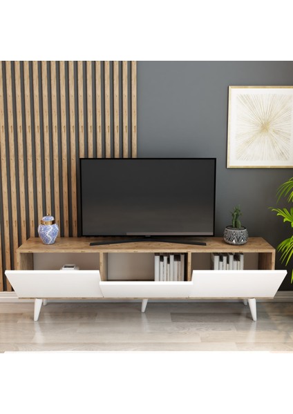 Izco Design Dream Tv Ünitesi 150 cm 3 Kapaklı Tv Sehpası Beyaz Atlantik Çam